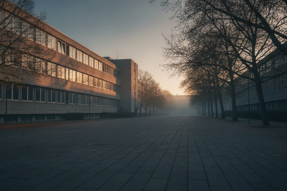 Modernistisches Forschungsgebäude — sinnbildlich für den TU Chemnitz und Fraunhofer ENAS Wissenschaftsstandort